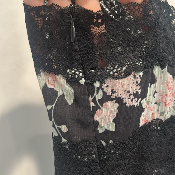 Rare Current Mood Dolls Kill Black Floral Lace Chiffon Mini Slip Dress medium - Picture 5 of 6